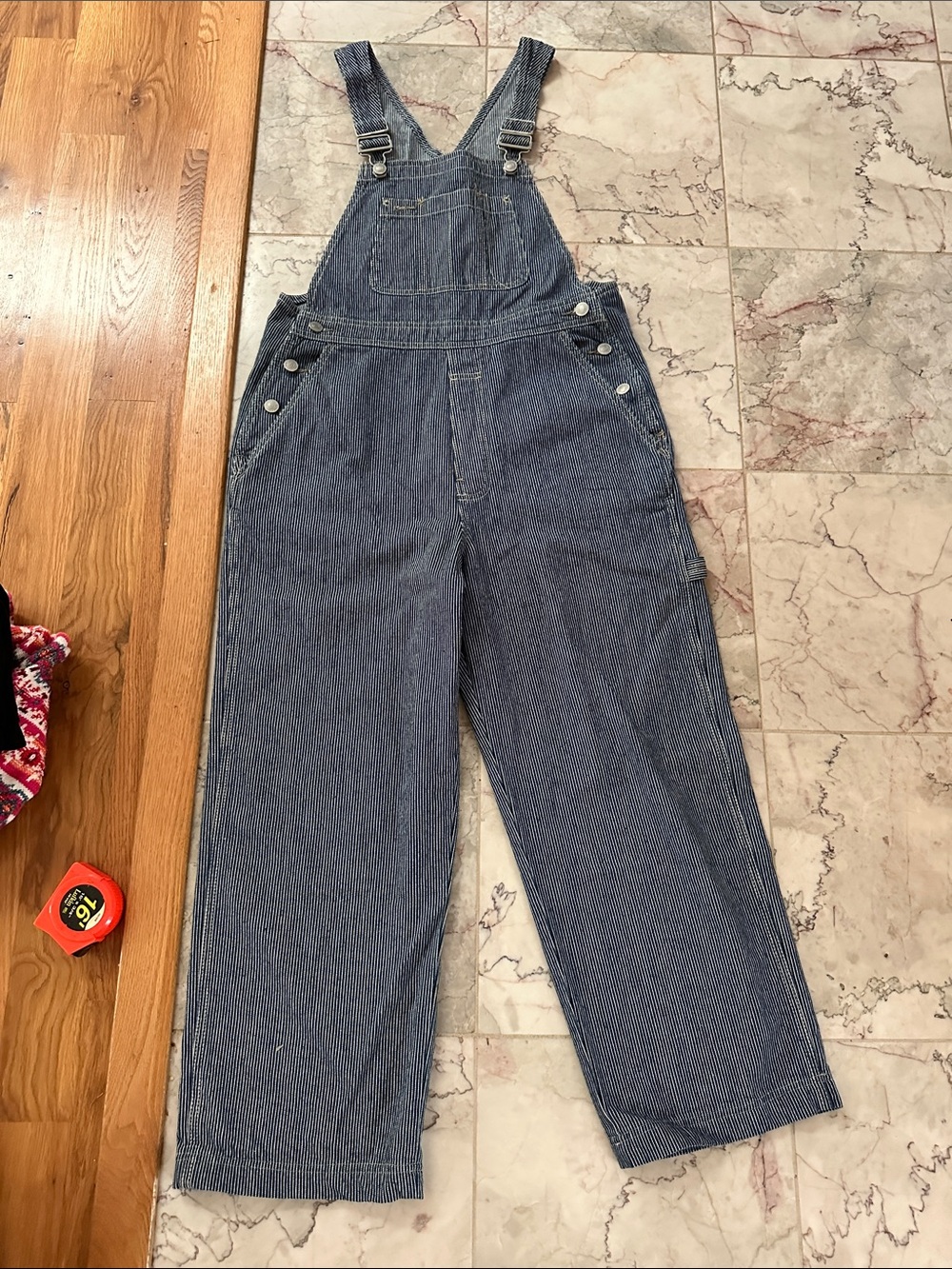 Gap women’ Denim Overalls - Blue with white stripes